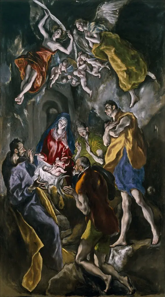 Adoration of the Shepherds, by El Greco, oil, 1612