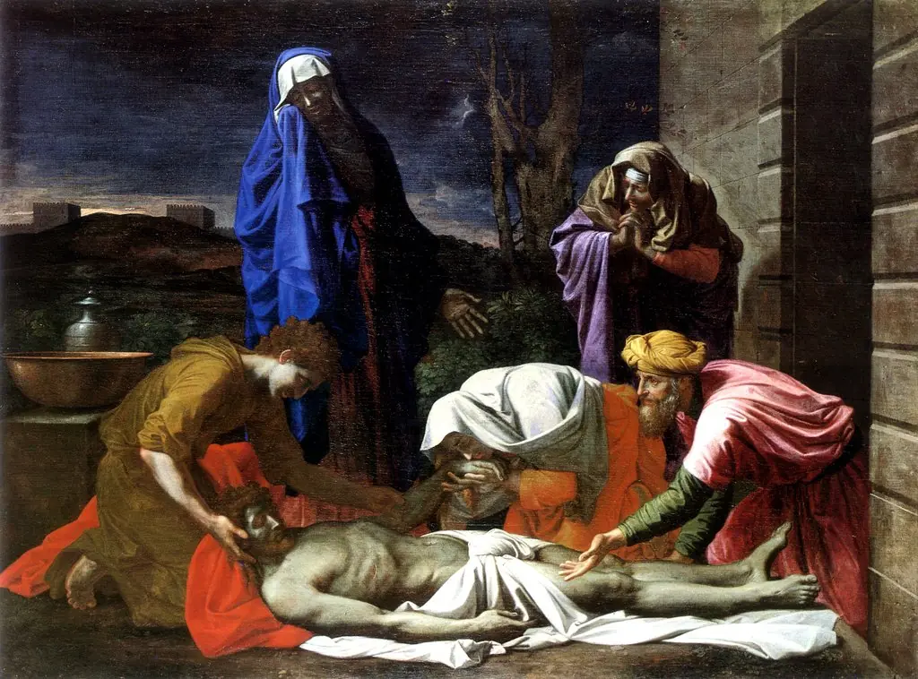 The lamentation over the dead Christ, by Nicolas Poussin, oil, 1657