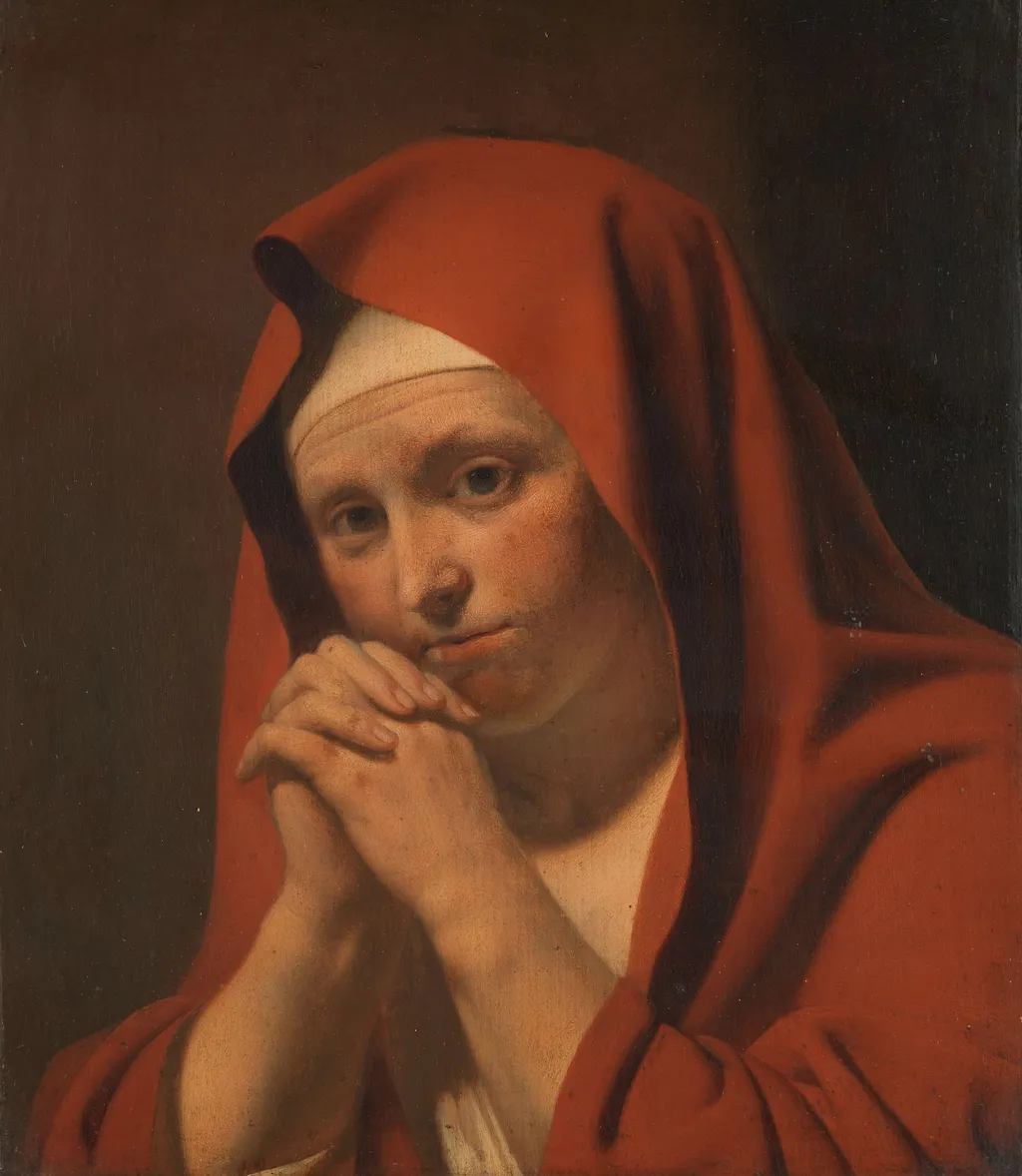 Woman praying, by Caesar van Everdingen, oil, 1650