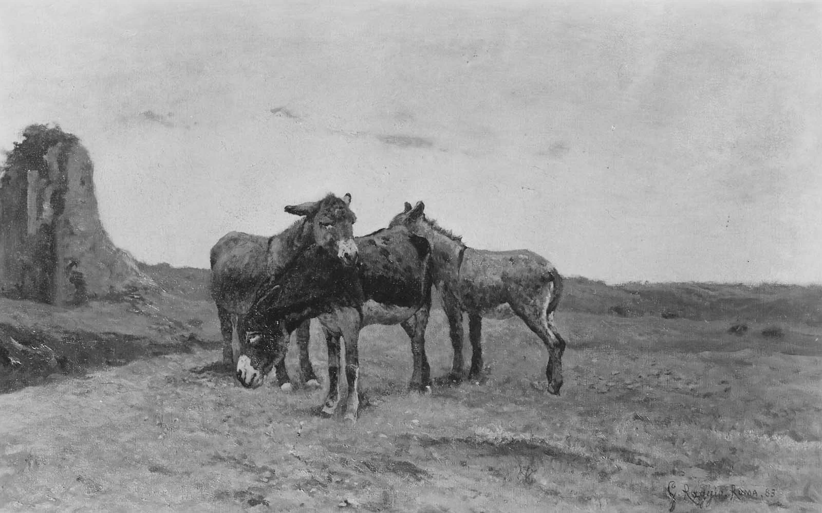 Donkeys in the Campagna, detail