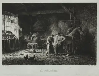 The Blacksmith Shop, by Charles-Émile Jacque, 1865