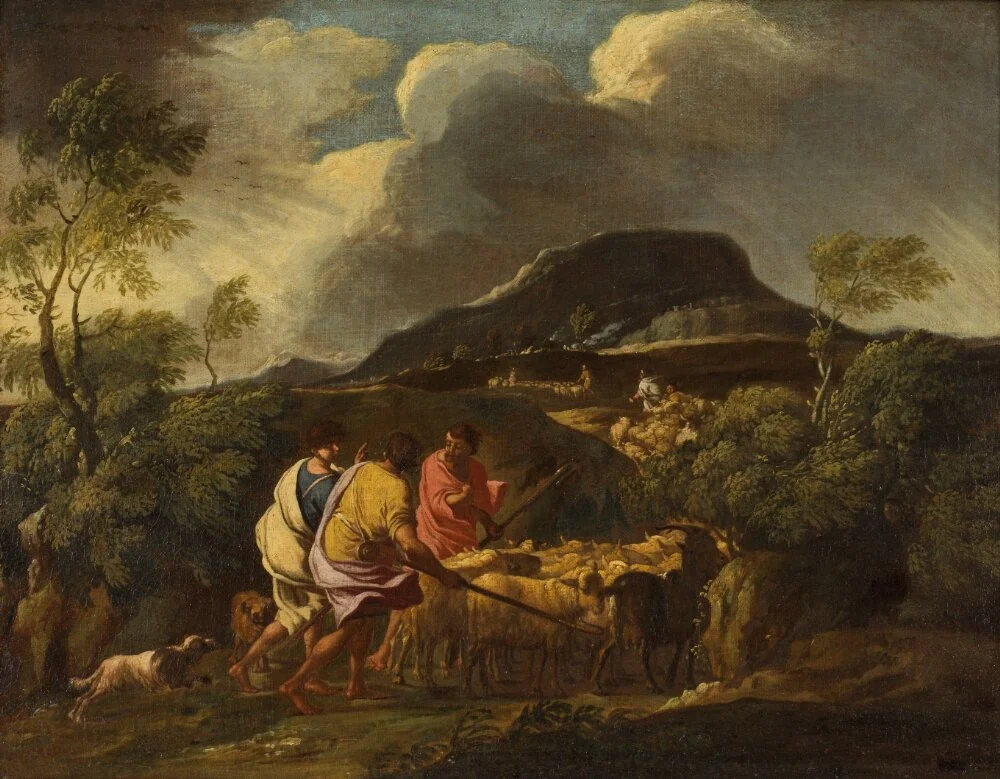 Landscape in a Storm with Shepherds and Cattle, detail