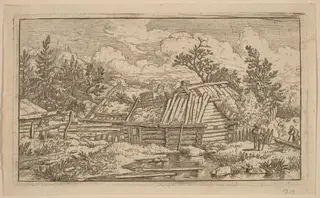 Two Beams Floating in the Water, by Allart van Everdingen, ink, 1650