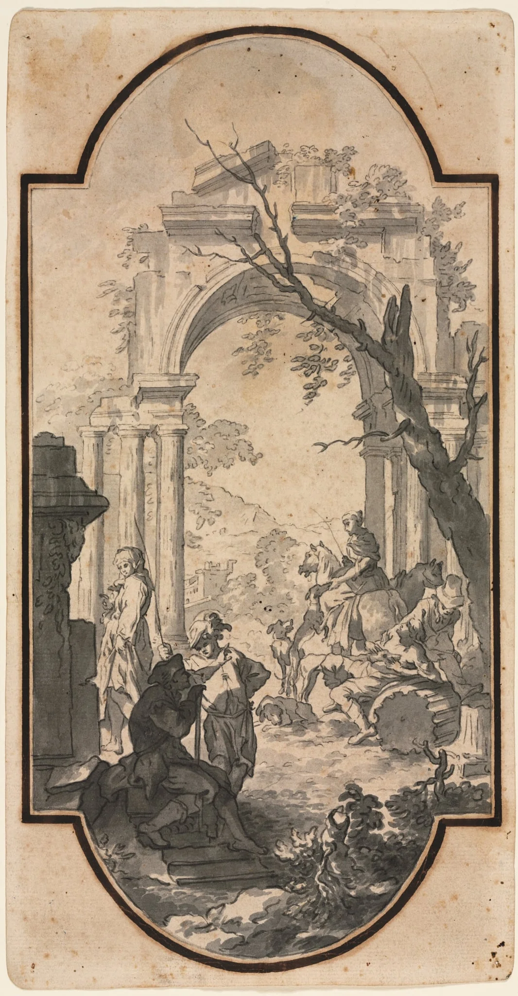 Triumphal Arch and Figures, detail