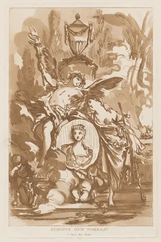 Esquisse d’un tombeau (Sketch for a Tomb), by François-Philippe Charpentier, ink, 1766