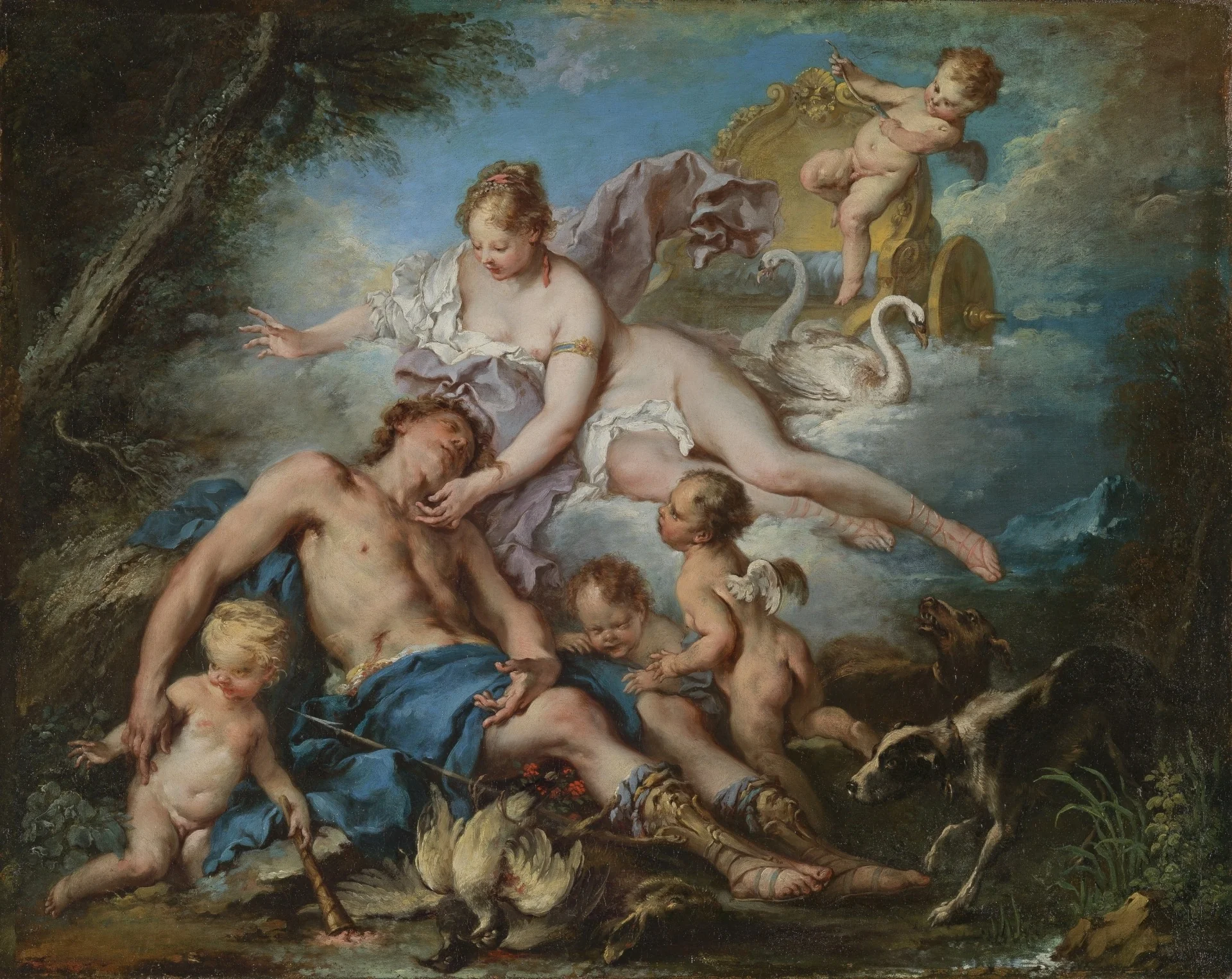 La mort d'Adonis, detail