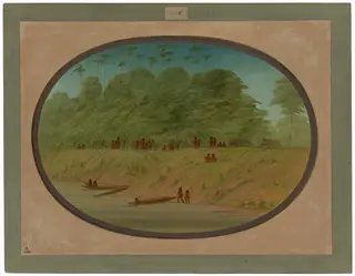 A Small Village - Payaguas Indians, by George Catlin, oil, 1862