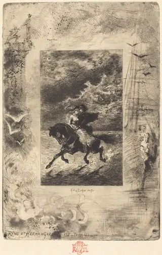 Ryno et Hermangarde, by Félix-Hilaire Buhot, ink, 1880