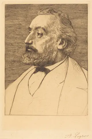 Leon Gambetta, 2nd plate, by Alphonse Legros, ink, 1874