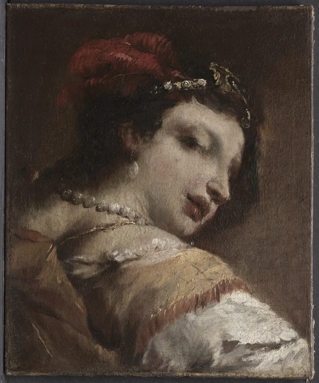 Head of a Woman, by Giovanni Antonio Guardi, oil, 1739