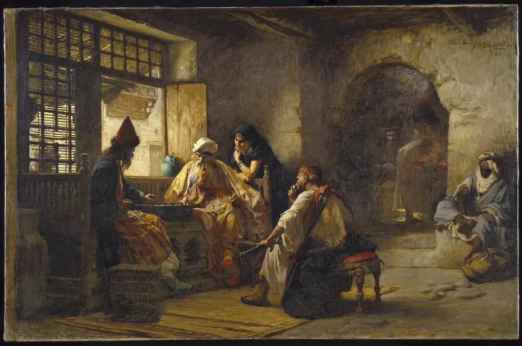 An Interesting Game, by Frederick Arthur Bridgman, oil, 1891