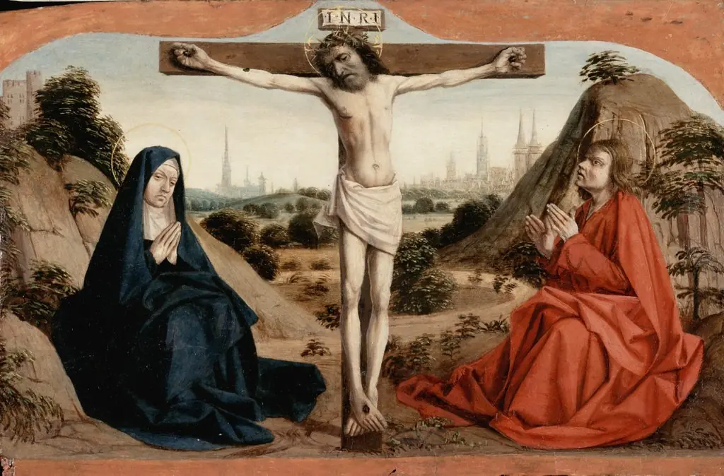 Crucifixion, by Nicolas Dipre, oil, 1500