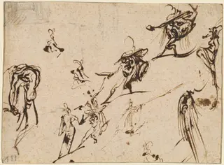 Gobbi and Other Bizarre Figures, by Jacques Callot, ink, 1616