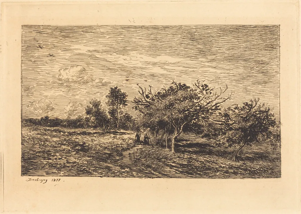 Apple Trees in Auvers (Pommiers a Auvers), by Charles François Daubigny, ink, 1877