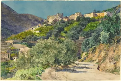 Sun-Drenched Hills near Menton, by Jules-Ferdinand Jacquemart, watercolor, 1880
