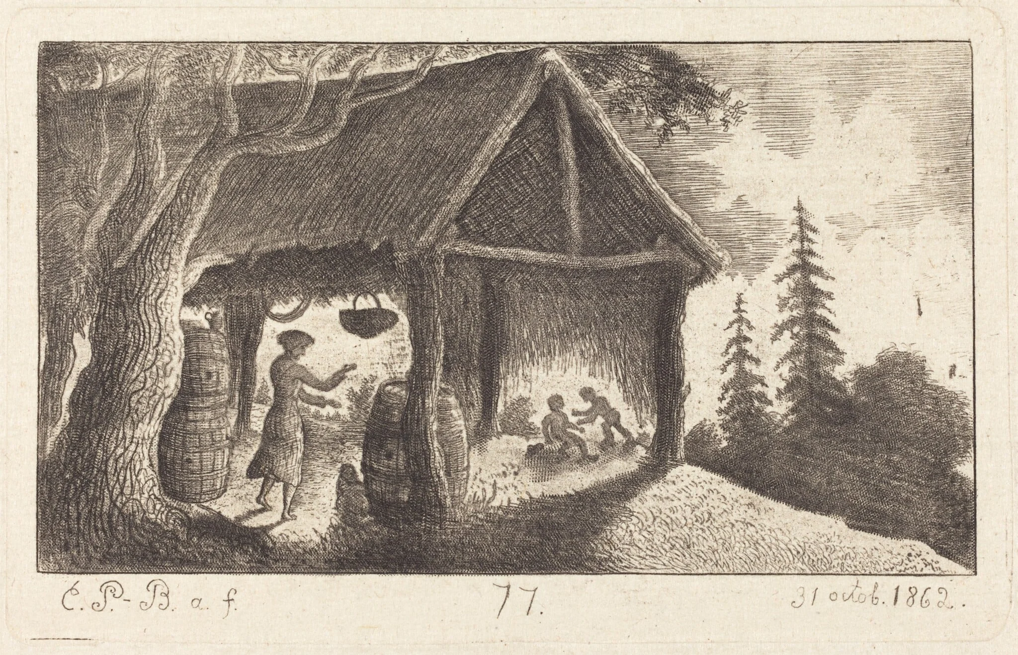 The Shed with Children Fighting, detail