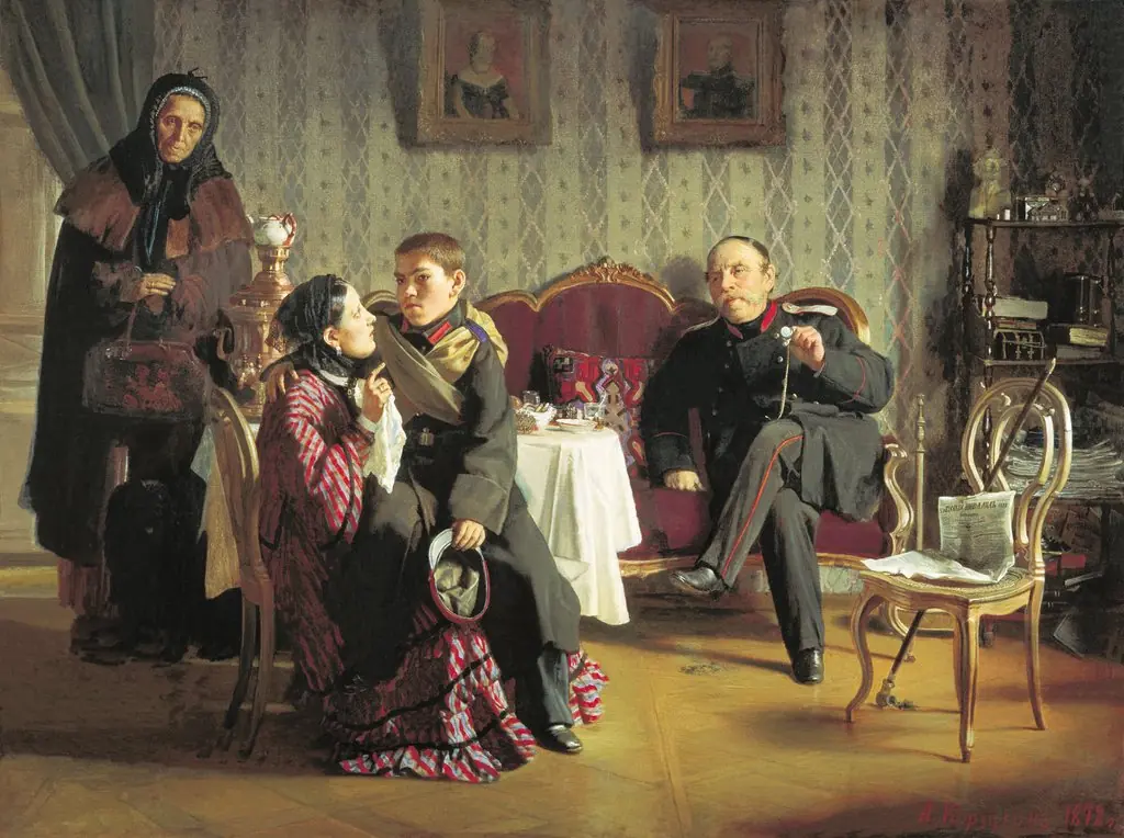 Parting, by Alexei Korzukhin, oil, 1872