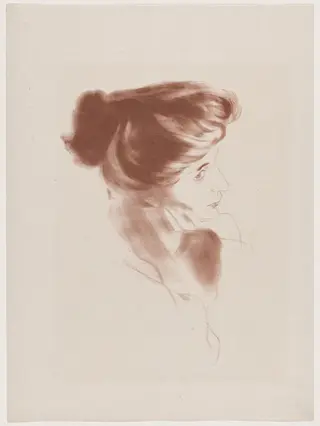 Tête de femme, profil à droite (Head of a Woman in Profile to the Right), by Antonio de la Gandara, ink, 1895