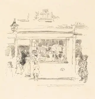 Drury Lane Rags, by James McNeill Whistler, ink, 1888
