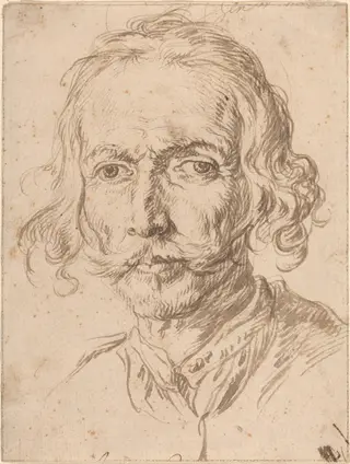 Portrait of a Man, by Felipe Gomez de Valencia, ink, 1664