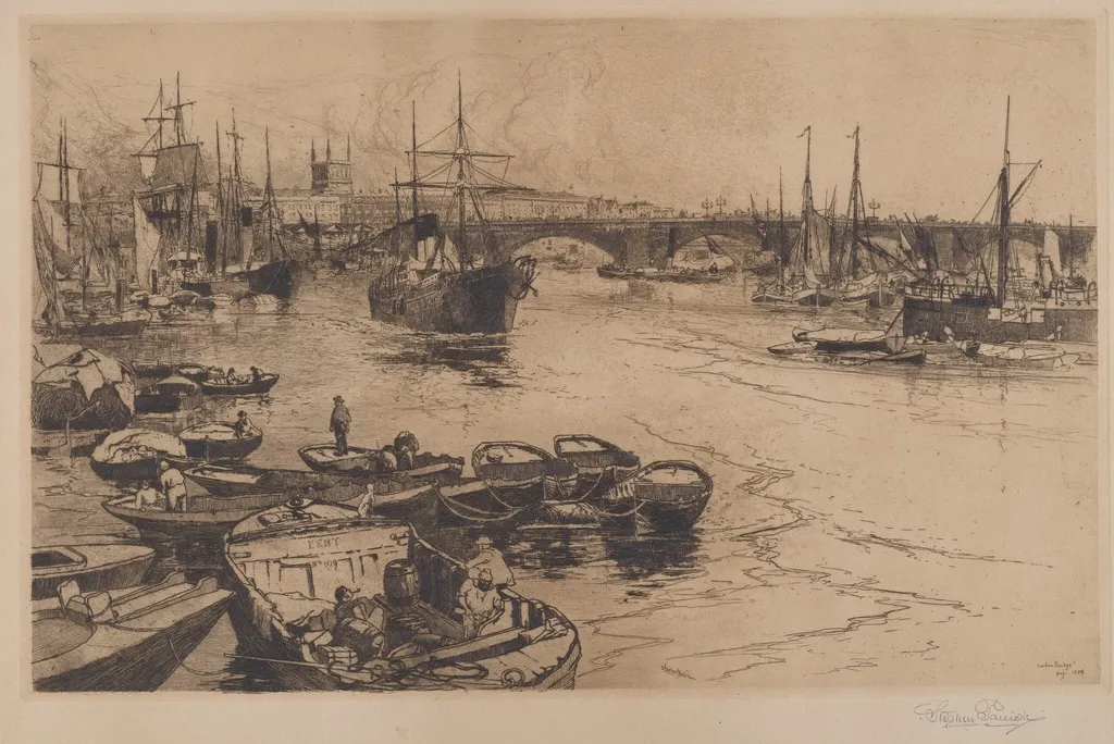 London Bridge, by Stephen Parrish, ink, 1884