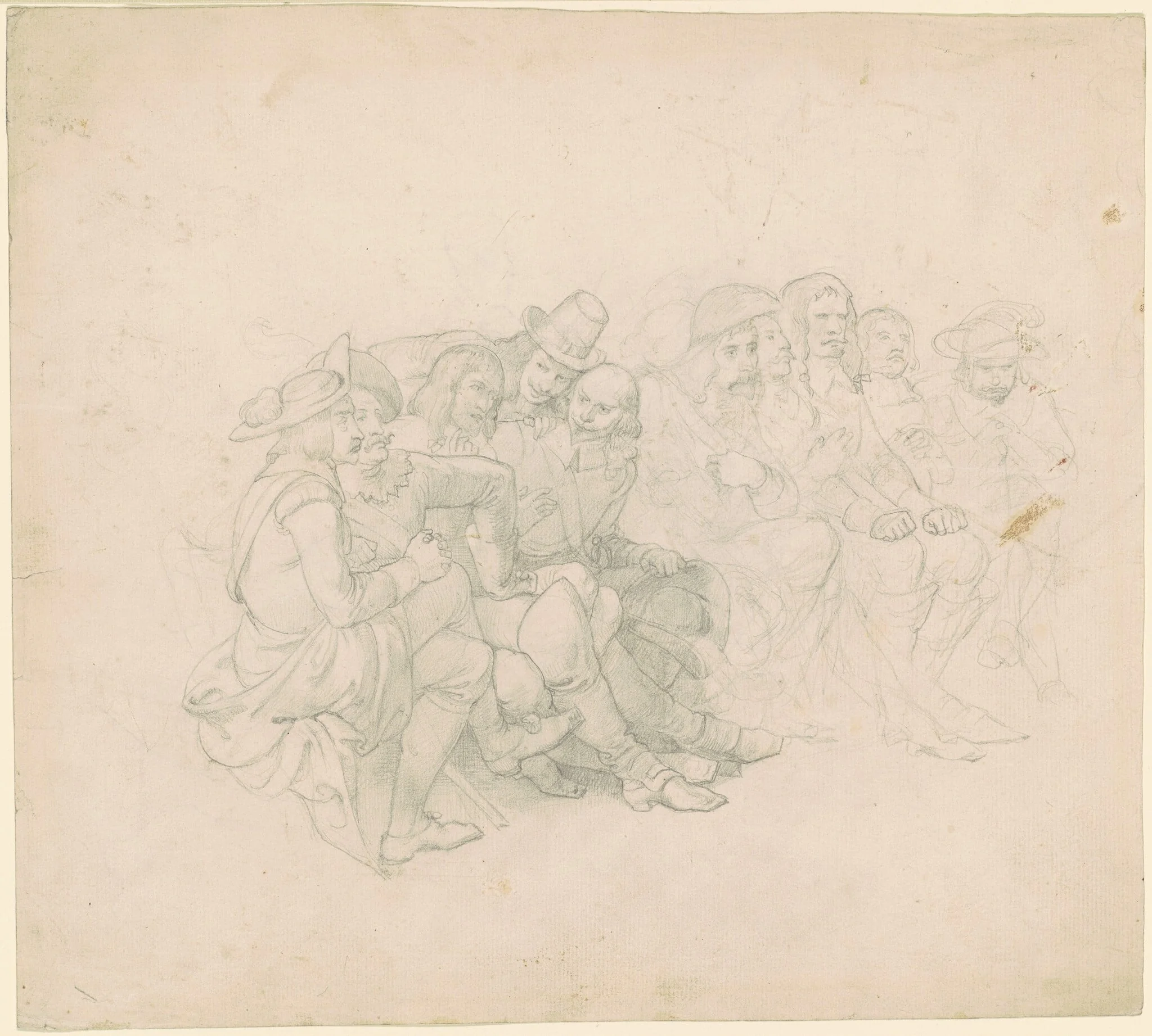 Men in Seventeenth-Century Costumes [recto], detail