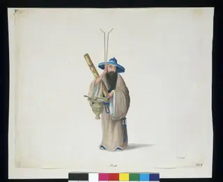 An Itinerant Daoist Priest, by Puqua, paint, 1790