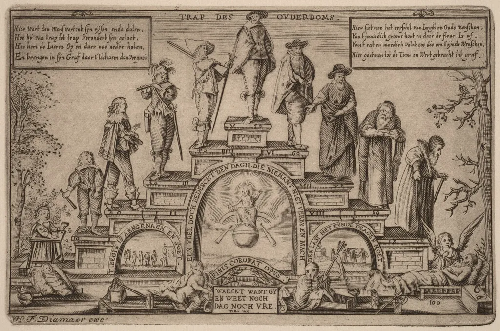 The Steps of Age (Trap des Ouderdoms), by Hendrik Frans Diamaer, ink, 1725