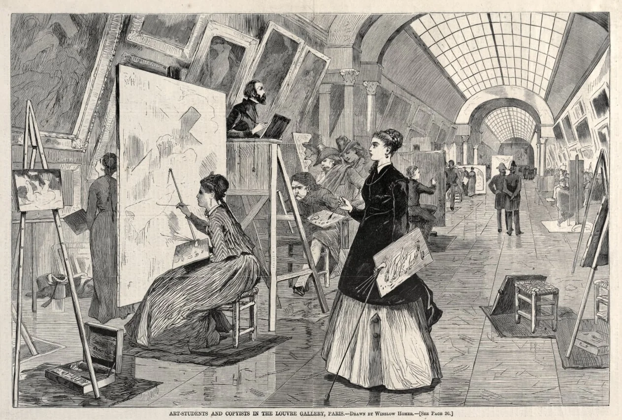Art Students and Copyists in the Louvre Gallery, Paris, detail