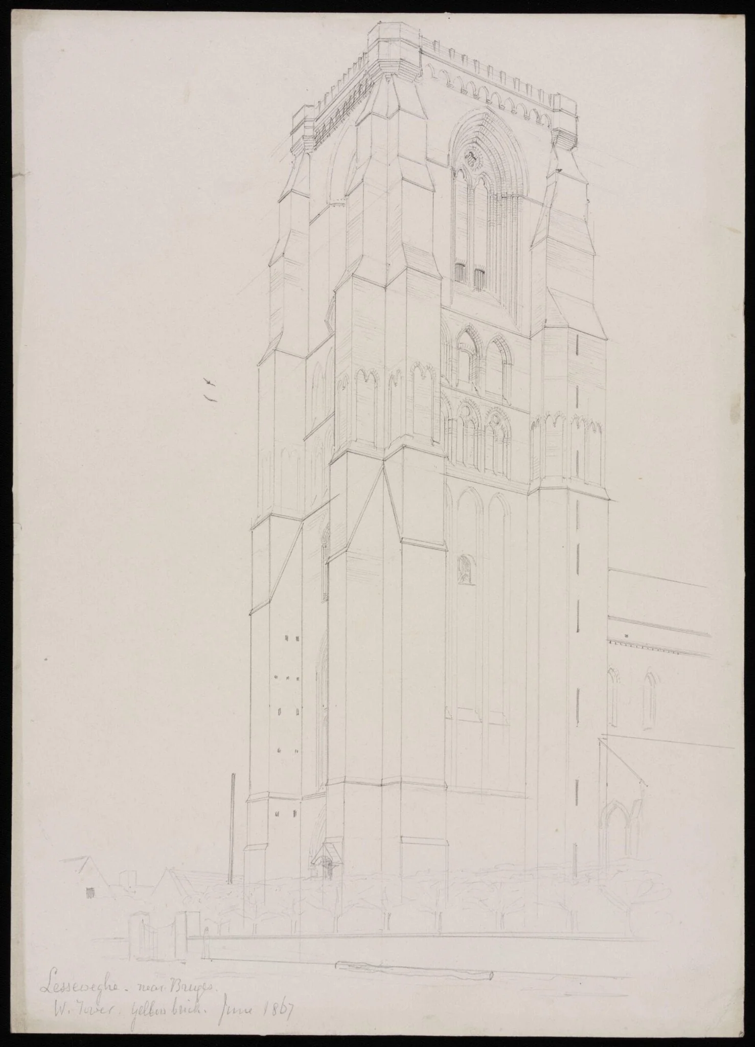 W. tower of the church, Lisseweghe, detail
