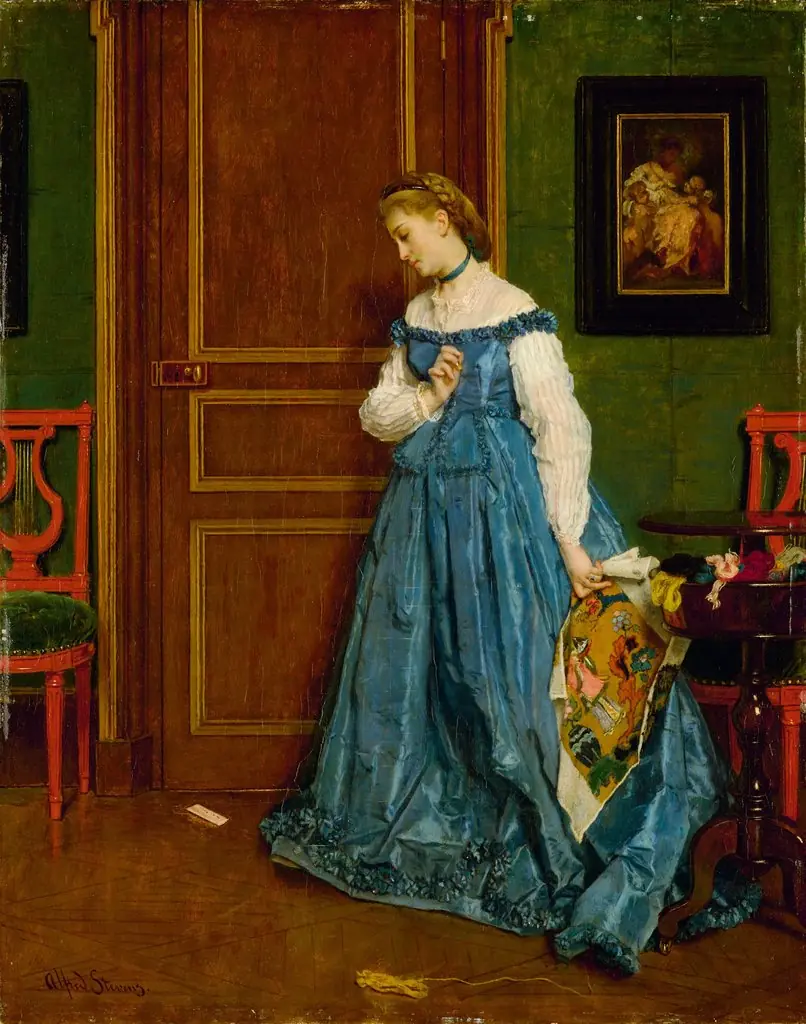 Hesitation (Madame Monteaux?), by Alfred Stevens, oil, 1867