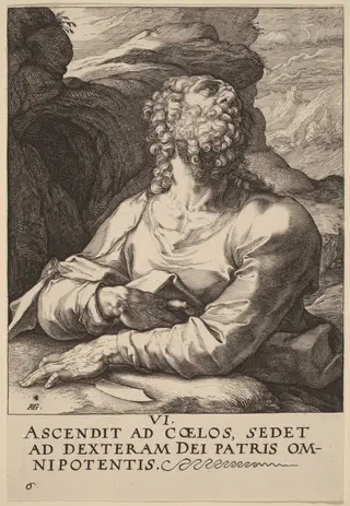 Saint Bartholomew, by Hendrick Goltzius, ink, 1589