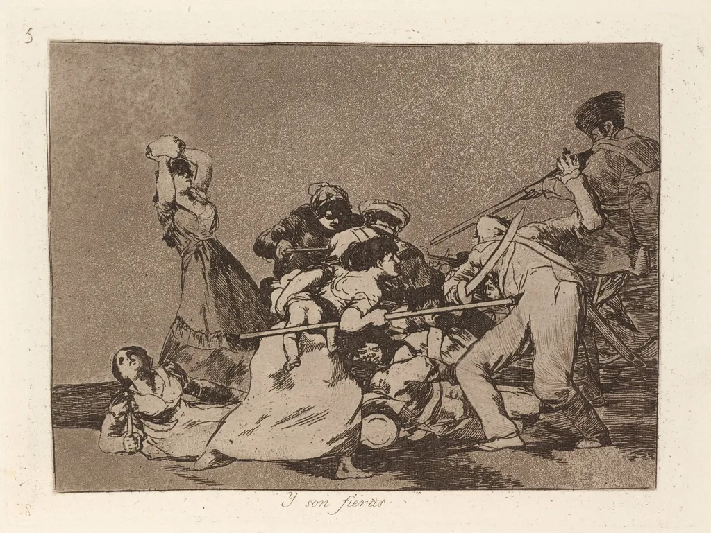 Y son fieras (And They Are Like Wild Beasts), by Francisco Goya, ink
