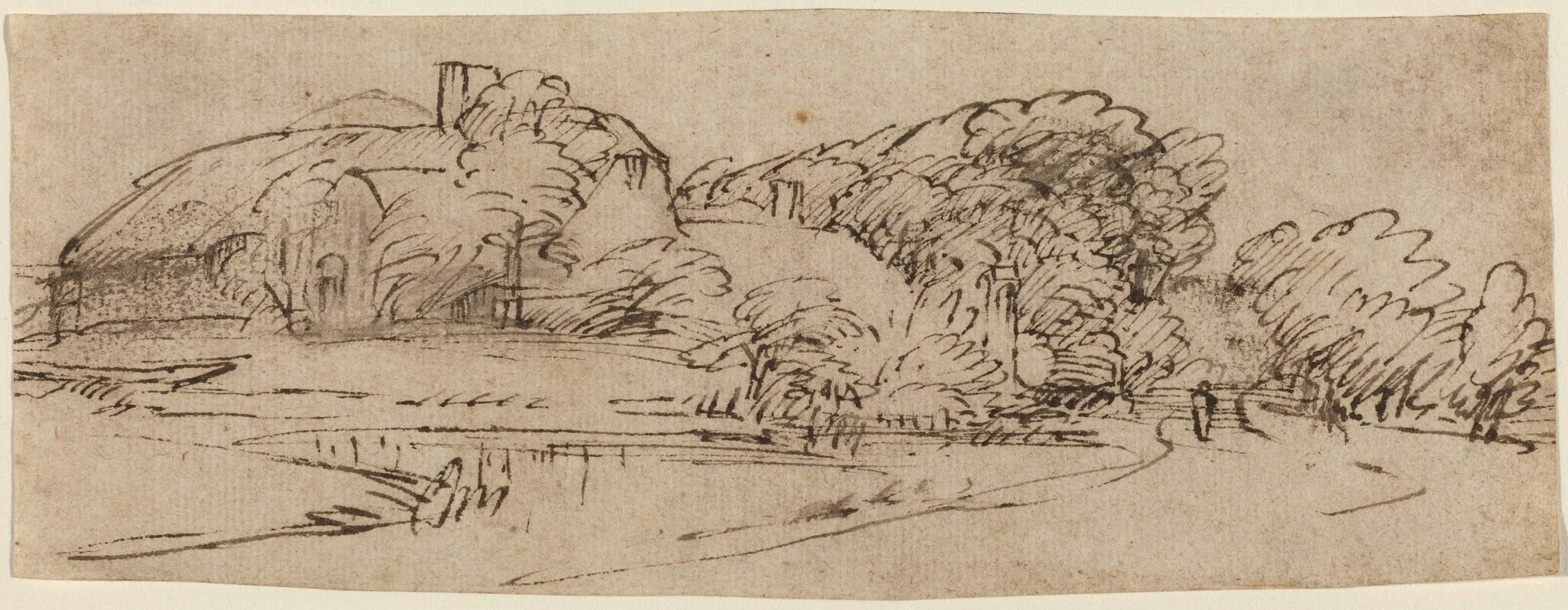 A Landscape with Farm Buildings among Trees, detail