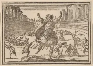 Skirmish in a Roman Circus, by Edouard Eckman, ink, 1621