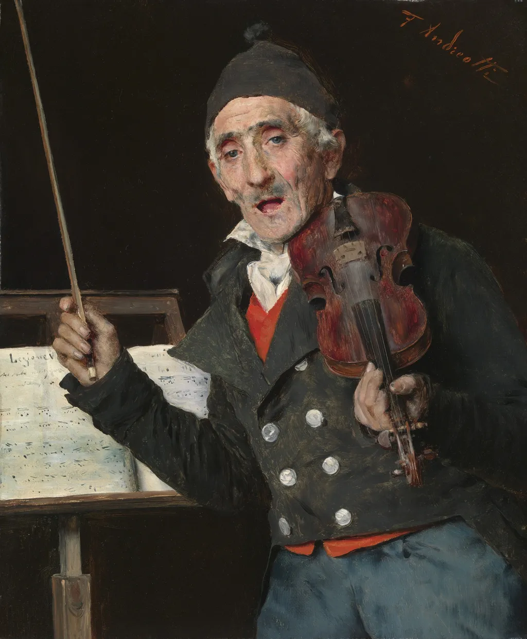 The Violin Teacher, by Federico Andreotti, oil, 1897