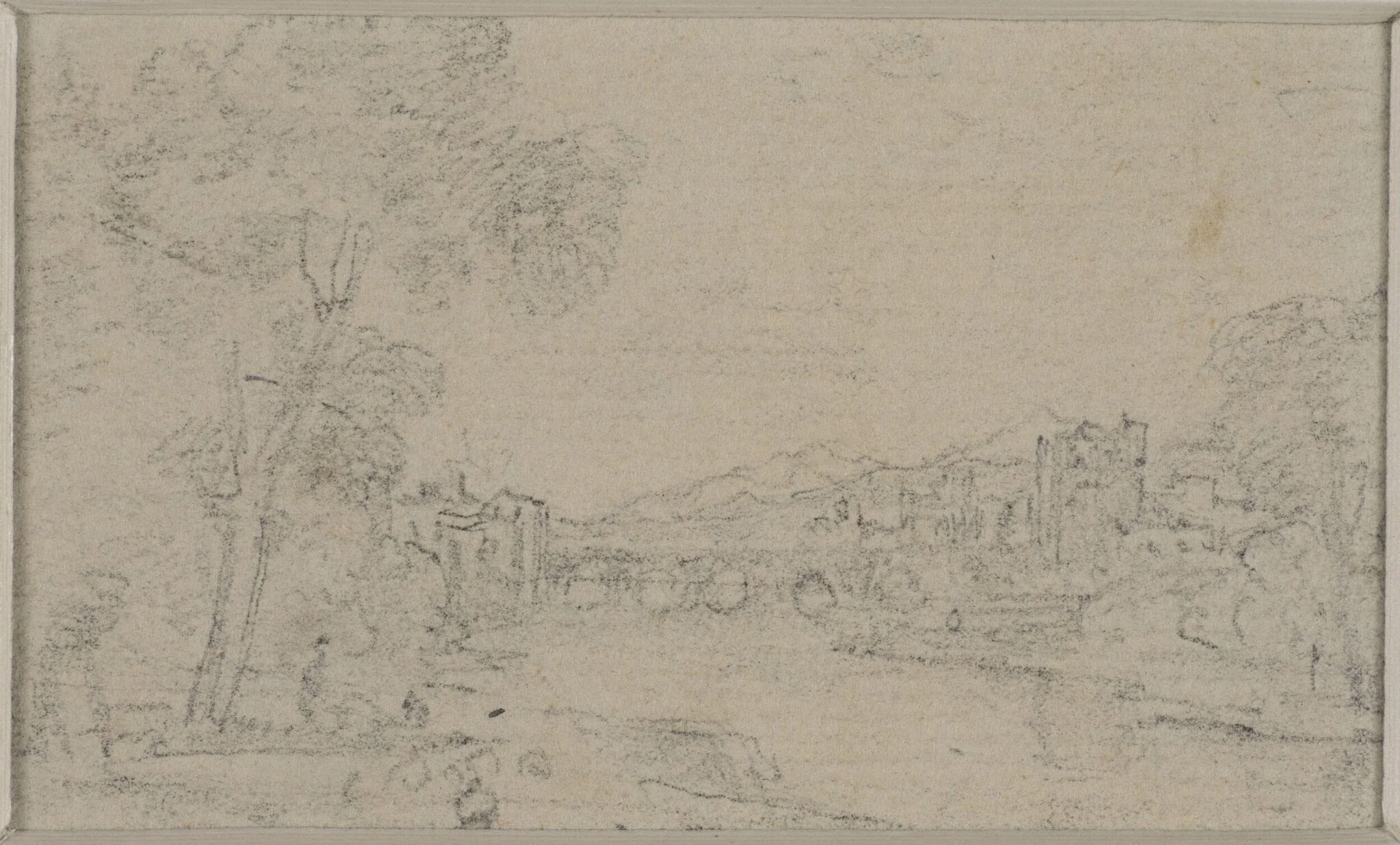 River Scene with barges, detail