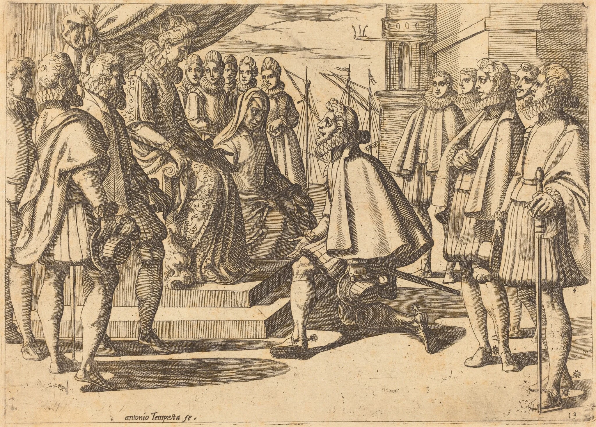 Spanish Duke before Margaret of Austria, detail