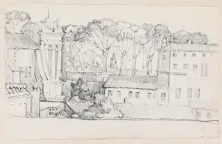 Roman Rooftops, by Joseph-Marie Vien, graphite, 1747
