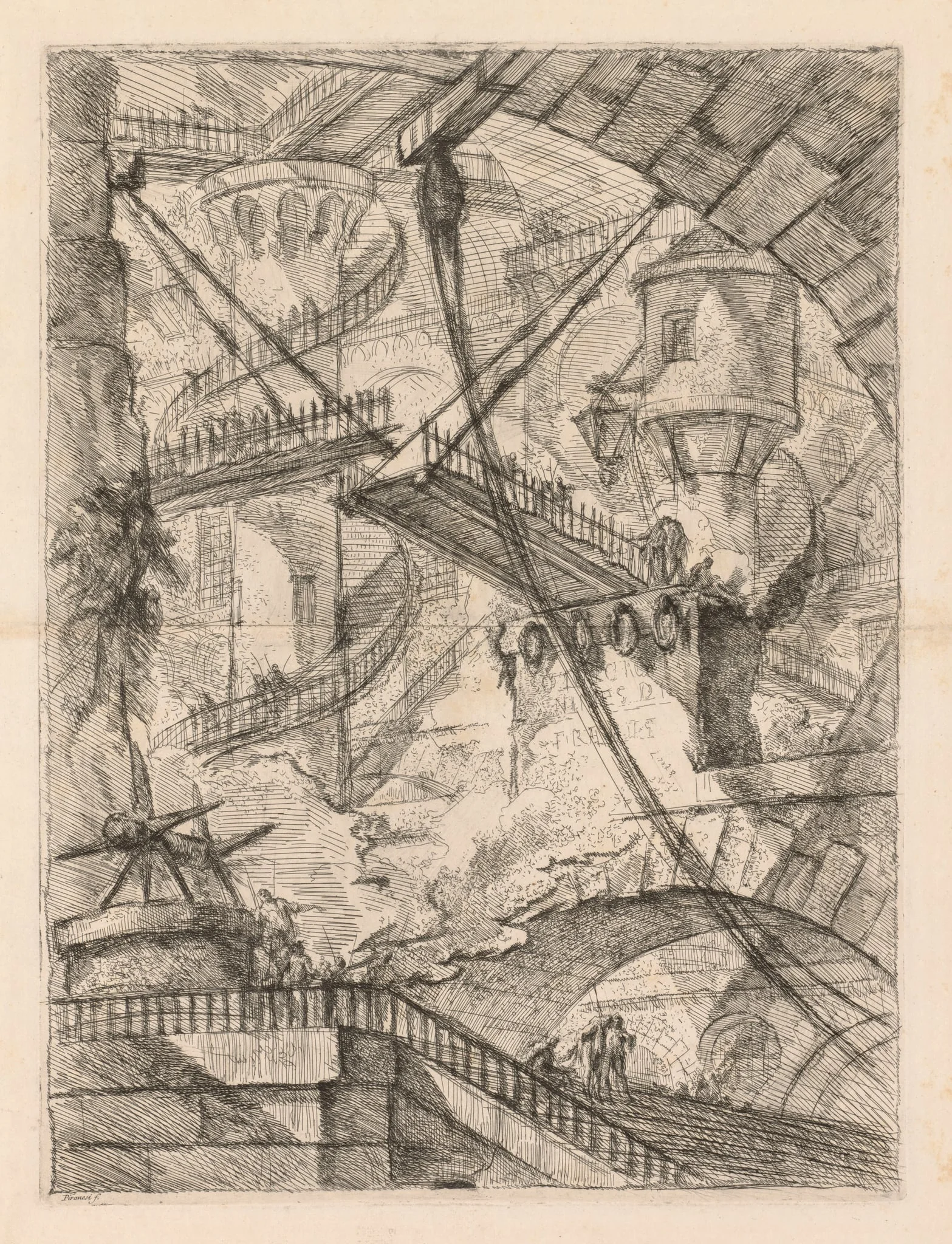 The Prisons: An Immense Interior with a Drawbridge, detail