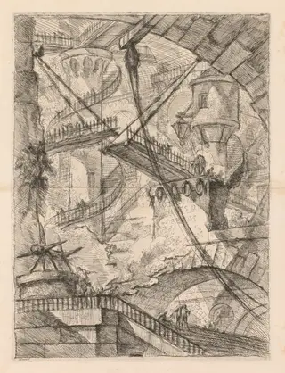 The Prisons:  An Immense Interior with a Drawbridge, by Giovanni Battista Piranesi, 1748