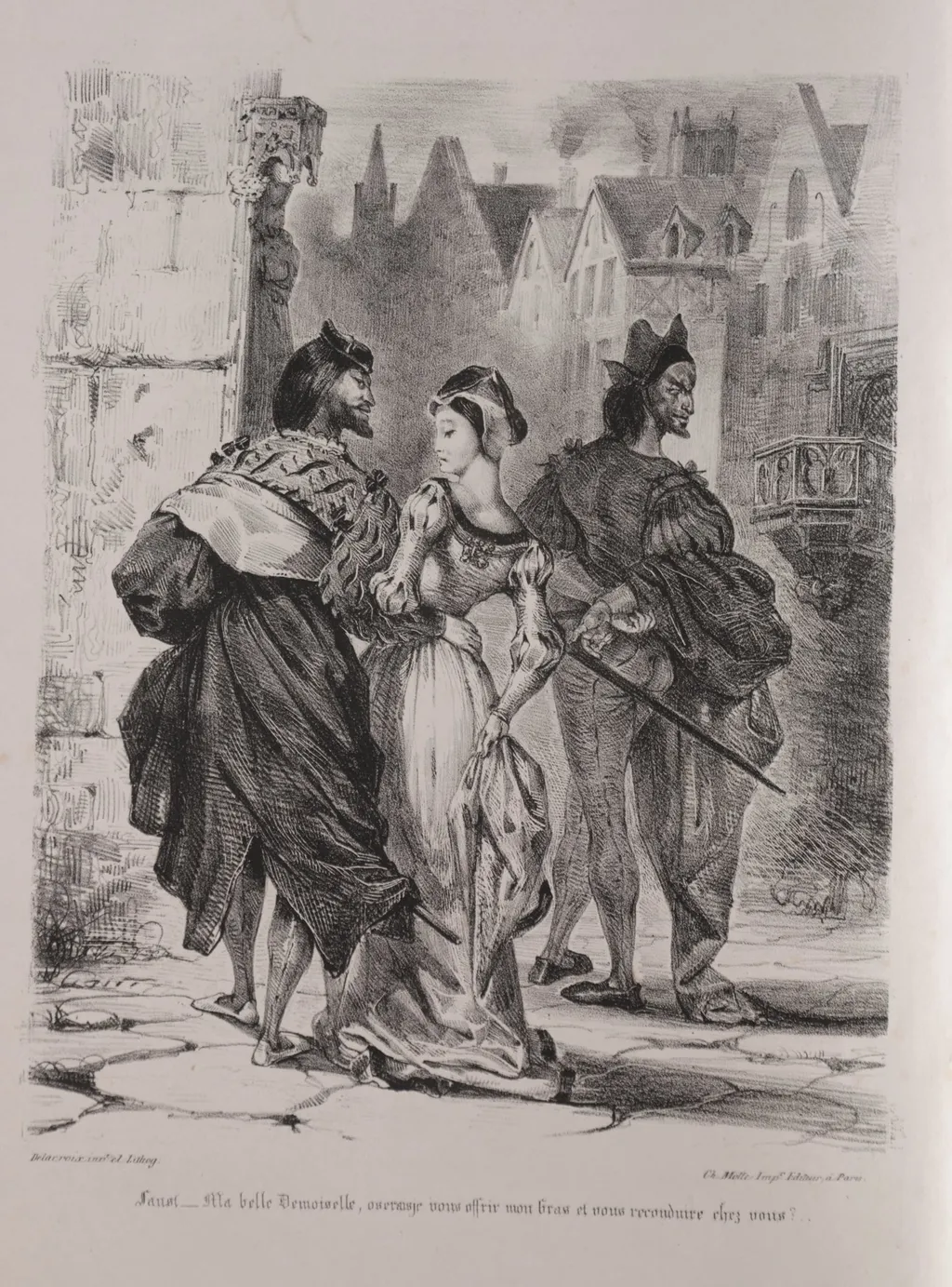 Illustrations for Faust:  Faust seeks to allure Marguerite, by Eugène Delacroix, 1828