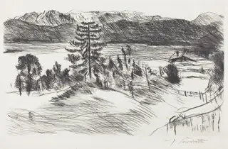 Grosse Walchenseelandschaft (Large Walchen Sea Landscape), by Lovis Corinth, ink, 1923