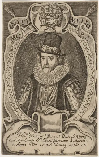 Sir Francis Bacon, by Simon van de Passe, ink, 1621