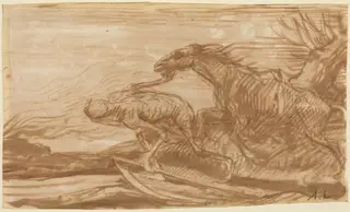Death and Its Horse, by Alphonse Legros, ink, 1874