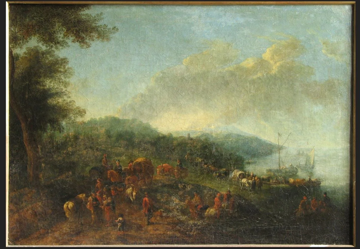 Peisaj la malul unui râu (în Reg. Inv.: Peisaj la malul mării), detail