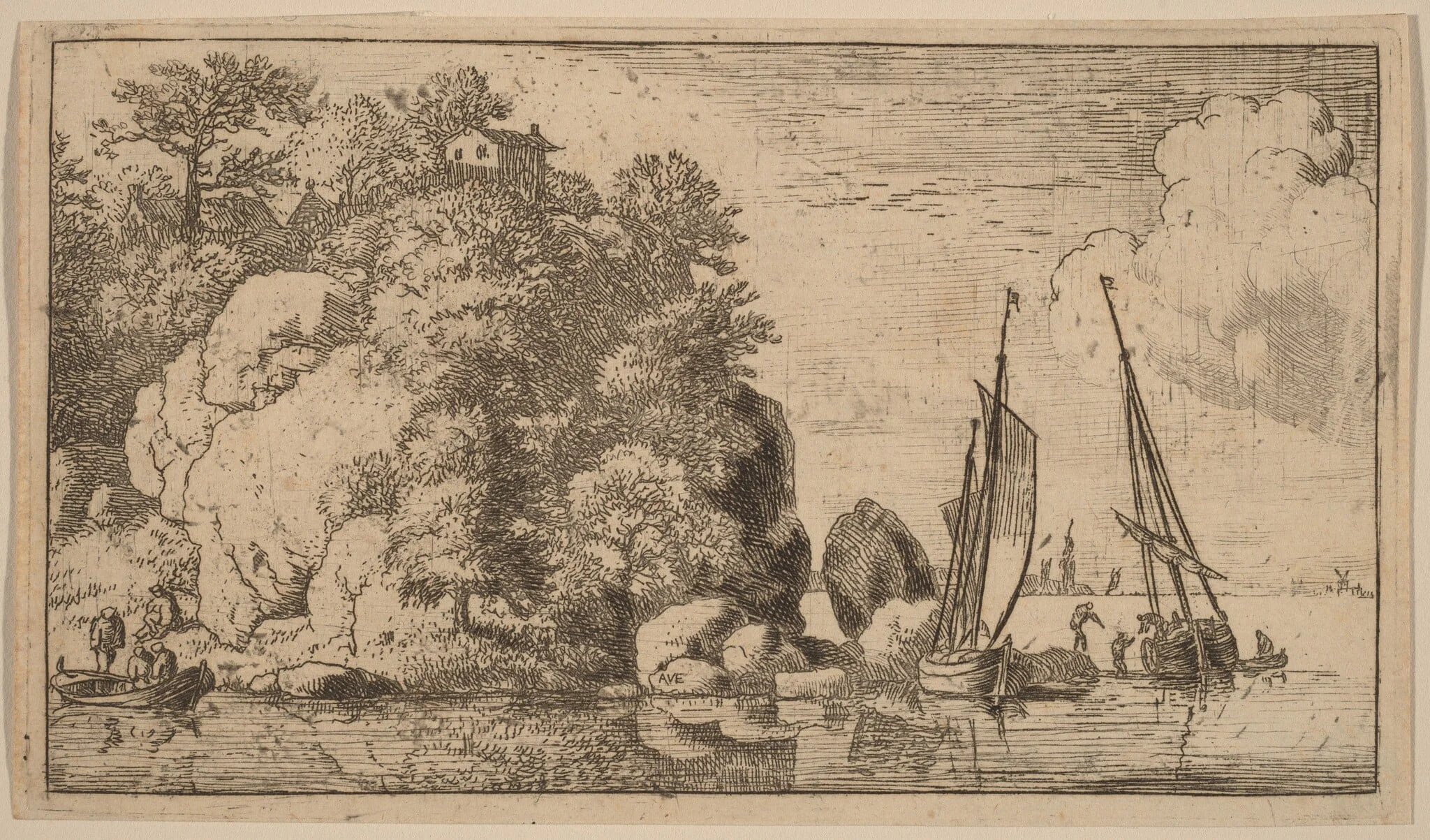Two Boats on a Wide River, detail