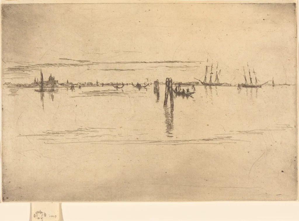 Long Lagoon, by James McNeill Whistler, ink, 1880