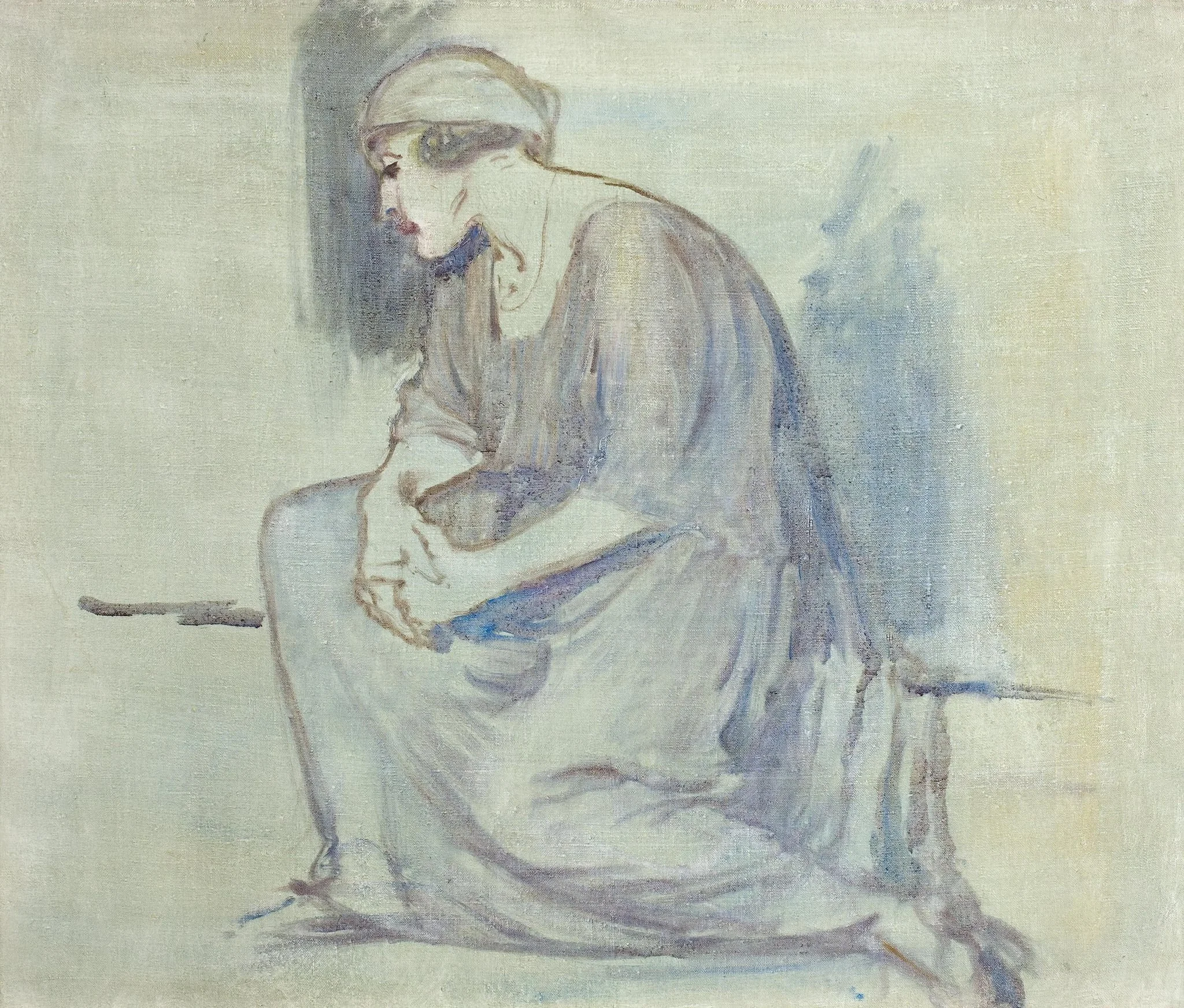 Maggie istuu, luonnos, detail