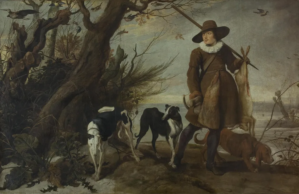 Hunter with Dogs in a Landscape, by Jan Wildens, oil, 1625